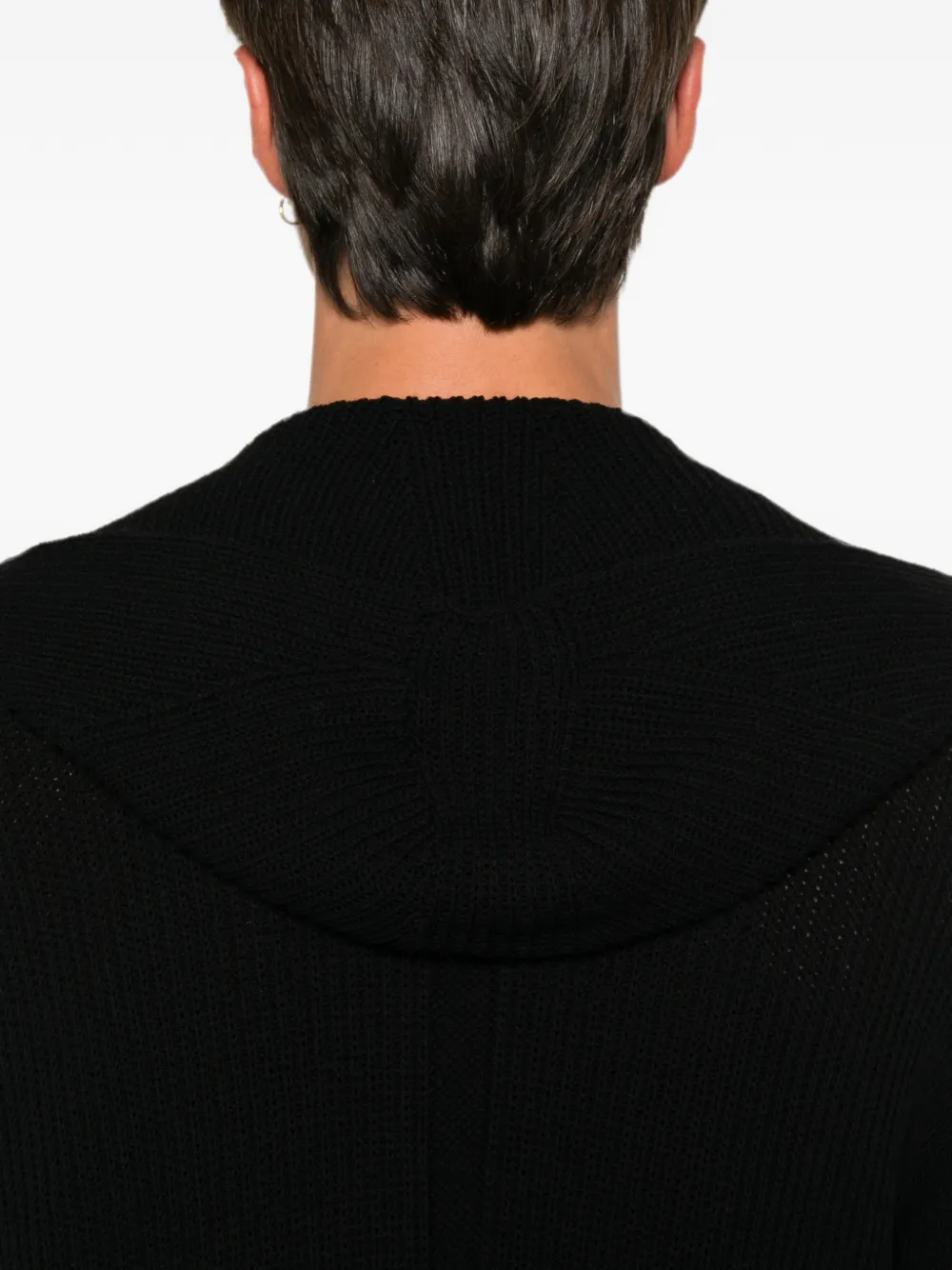 Rick Owens Ribgebreide hoodie Zwart