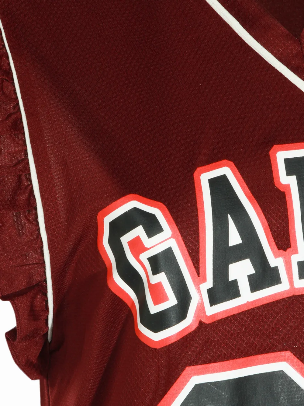 GANNI mini-jurk met logoprint en ruches Rood