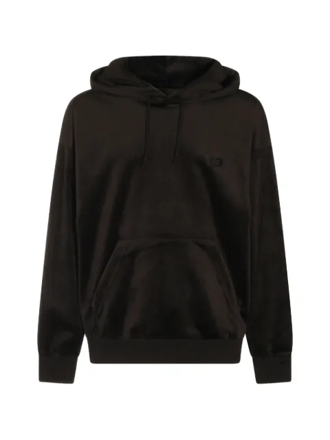 Y-3 logo-print velvet hoodie