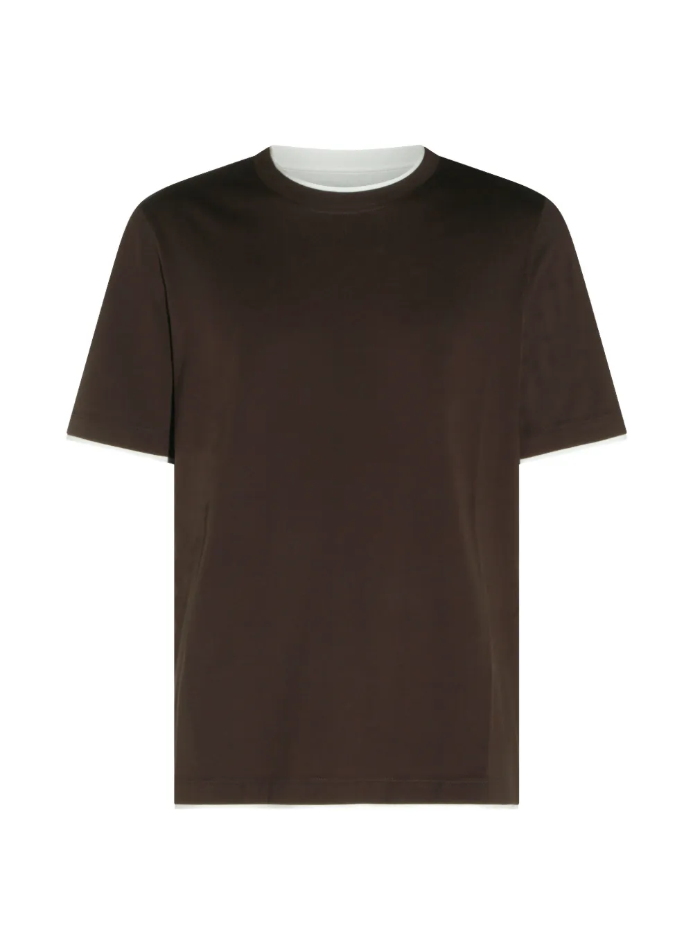 Brunello Cucinelli layered-trim cotton T-shirt - Braun