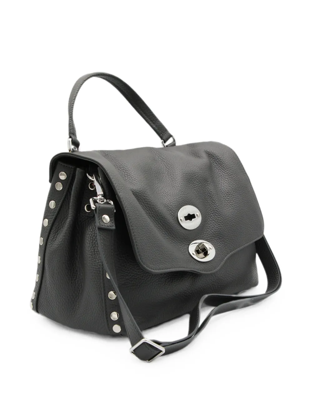Zanellato Kleine Postina leren shopper met studs Grijs