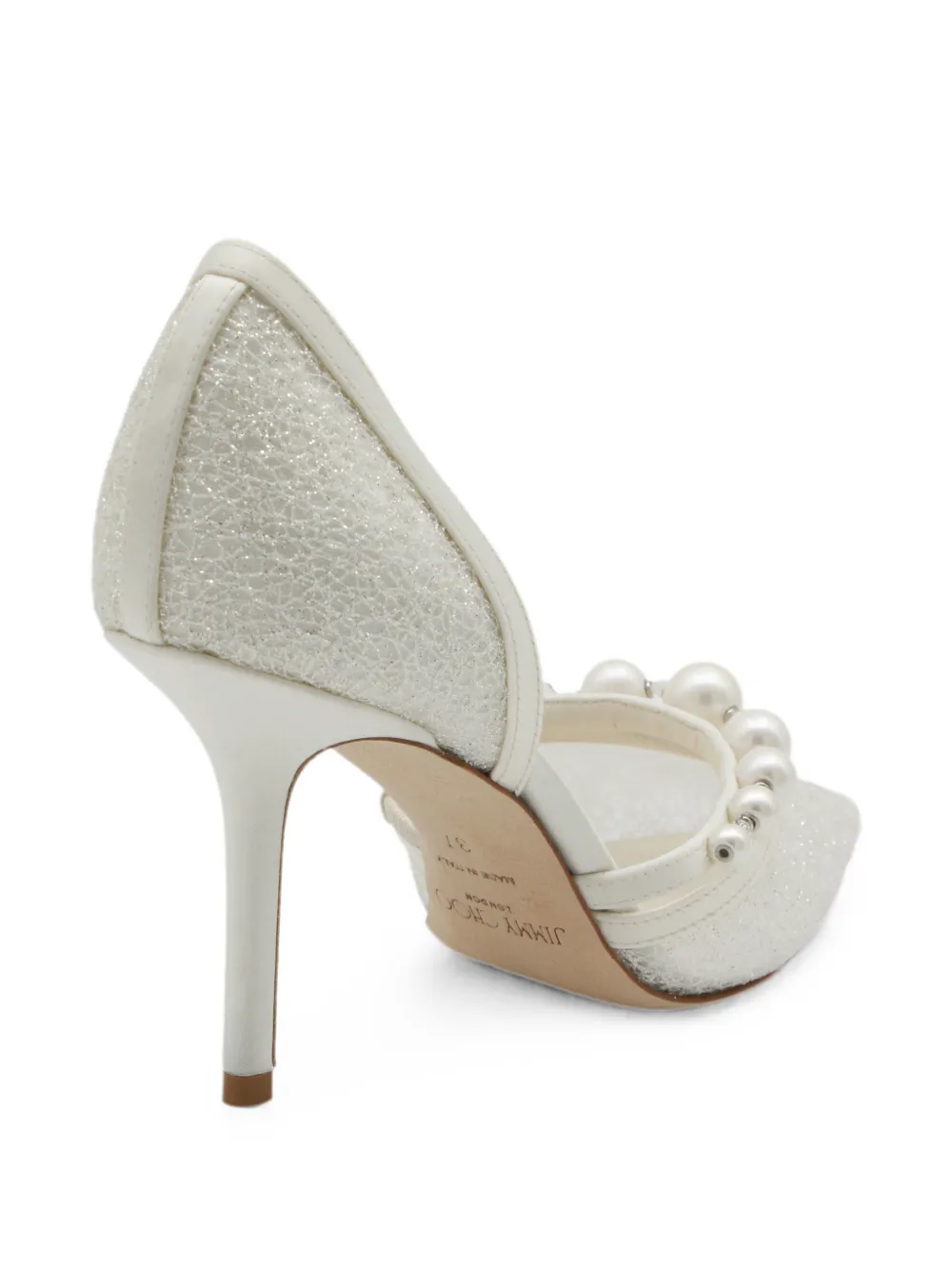 Jimmy Choo Aurelie 85 pearl-embellished heeled pumps Wit