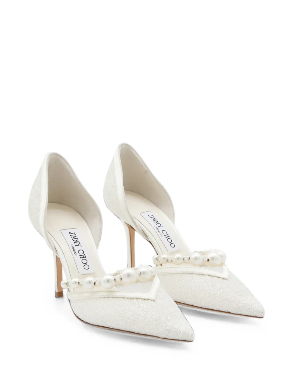 Jimmy Choo Aurelie 85 pearl-embellished heeled pumps Wit