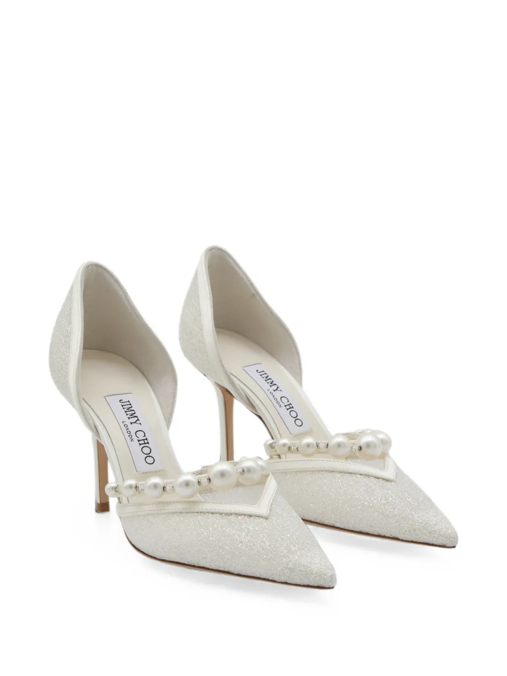 Jimmy Choo Aurelie 85 pearl-embellished heeled pumps Wit