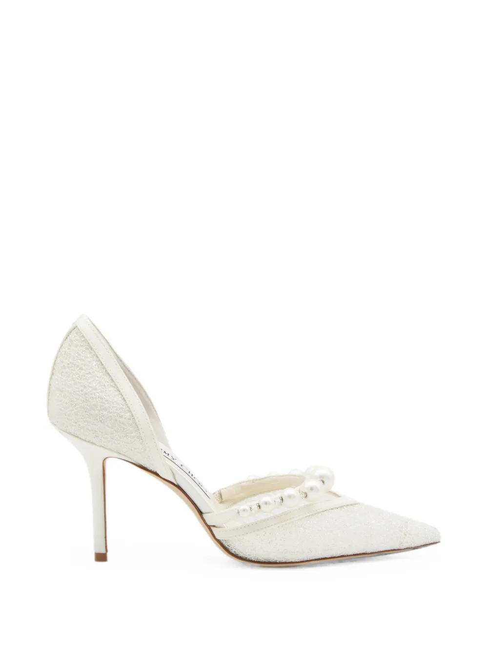 Jimmy Choo Aurelie 85 pearl-embellished heeled pumps - White
