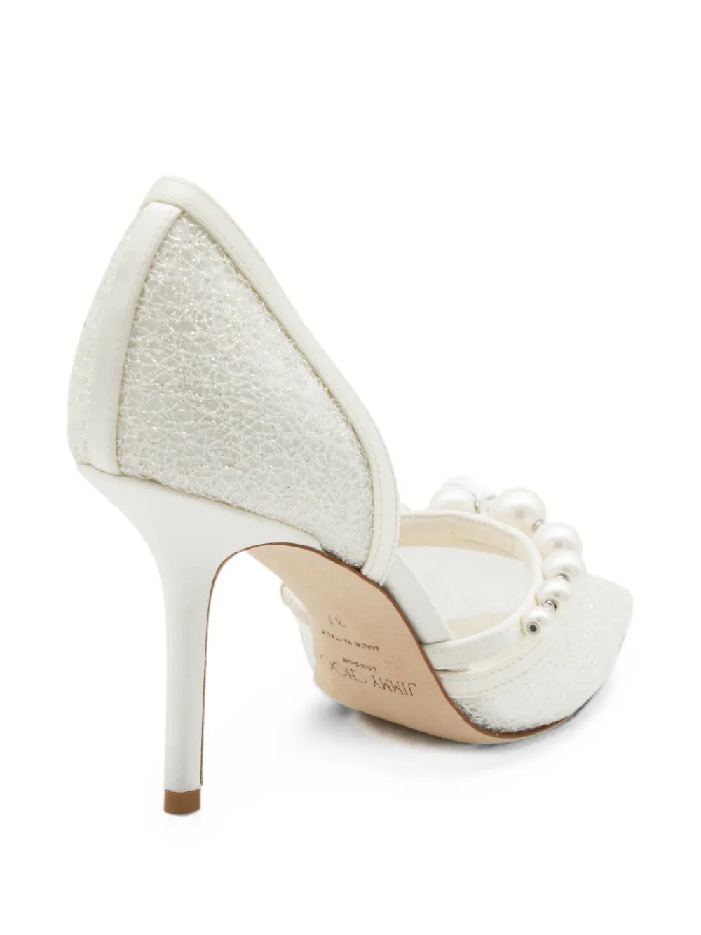 Jimmy Choo Aurelie 85 pearl-embellished heeled pumps Wit