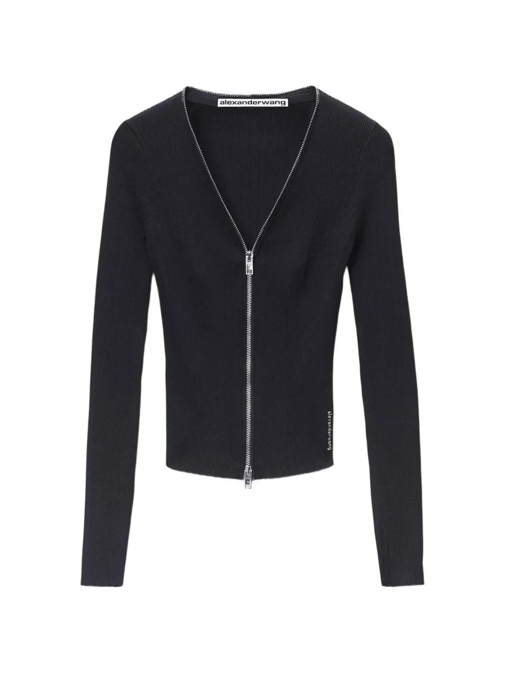 Alexander Wang ribbed-knit zip-up cardigan - Nero