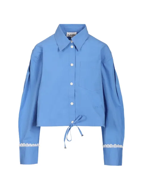 GANNI lace-trim crop shirt