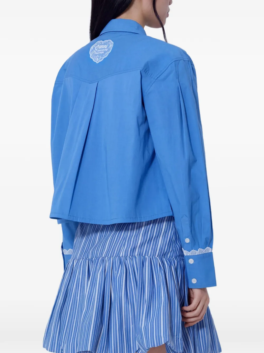 GANNI Katoenen blouse Blauw