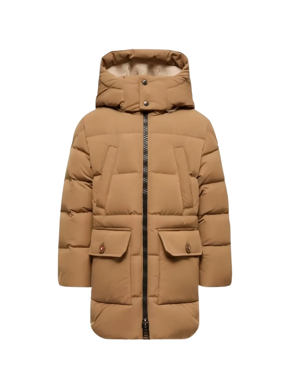 Moncler Enfant quilted hooded coat Beige