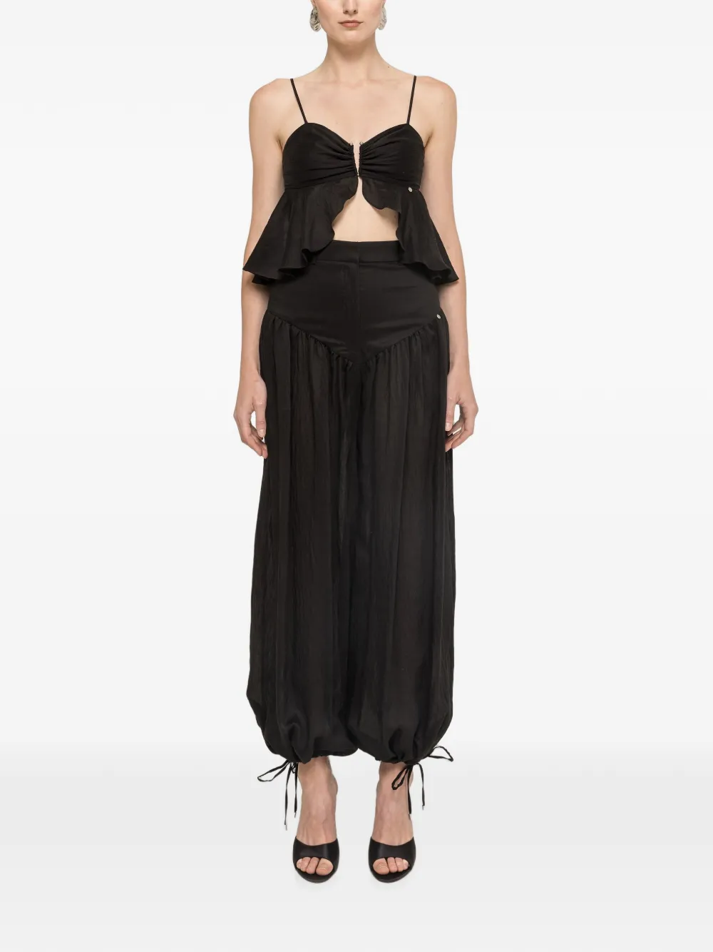 NISSA Cropped top met ruches Zwart