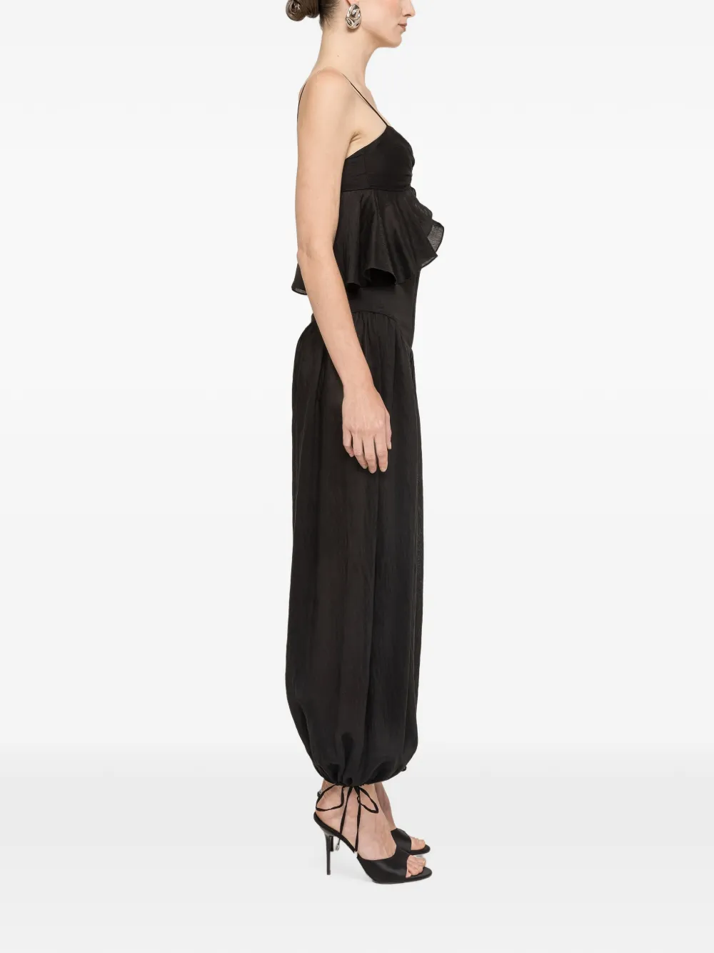 NISSA Cropped top met ruches Zwart