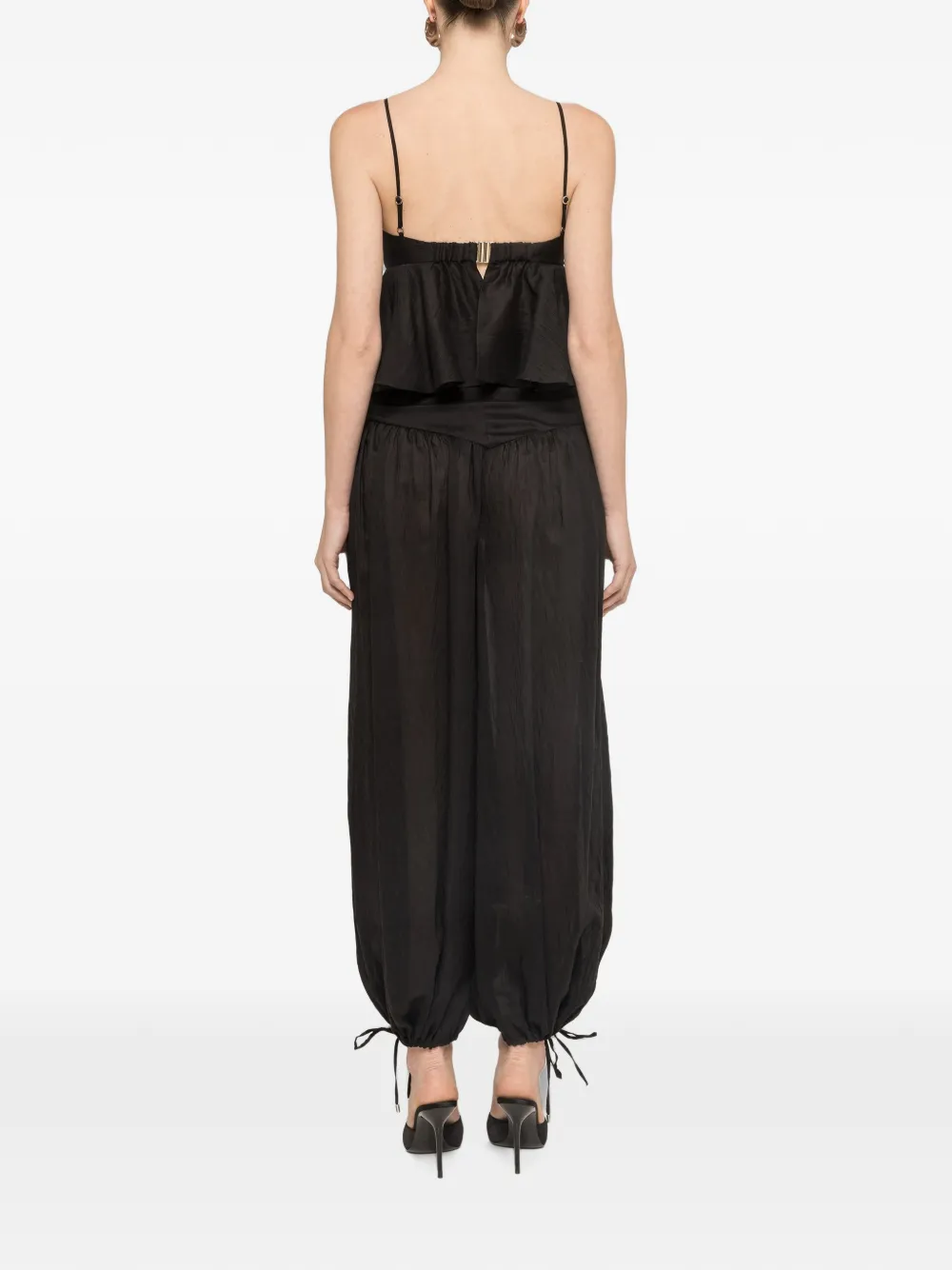 NISSA Cropped top met ruches Zwart