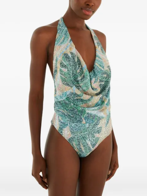 FARM Rio sequin-embellished halterneck swimsuit