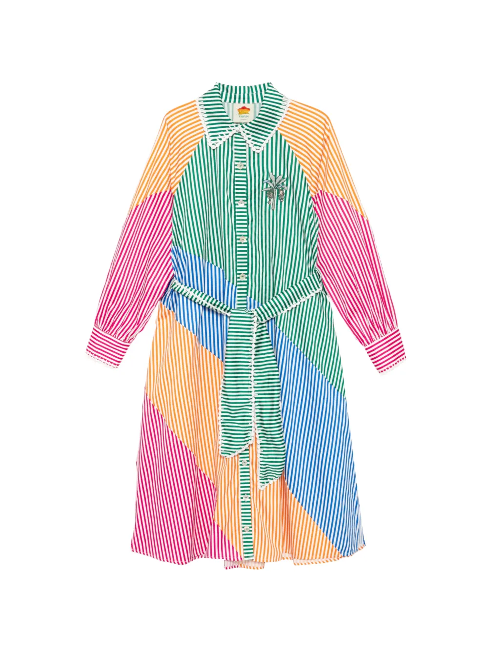 FARM Rio embroidered midi belt dress · L