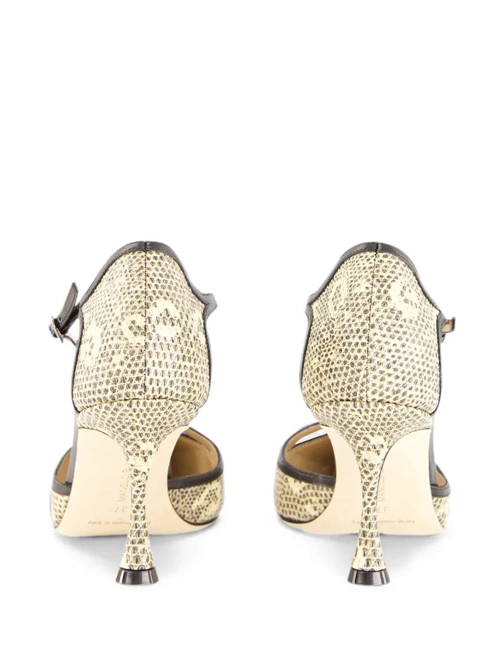 Manolo Blahnik Gish snakeskin-effect leather T-bar pumps Beige