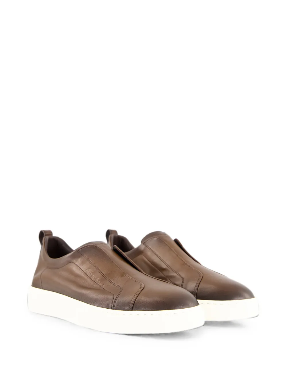 Santoni Cleanic leather slip-on sneakers Bruin