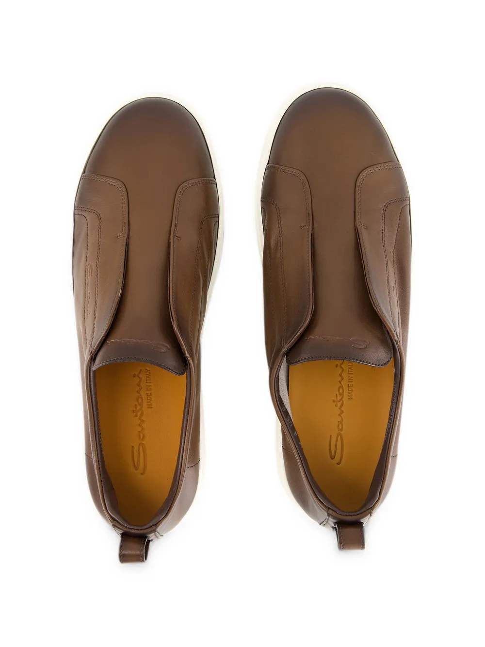 Santoni Cleanic leather slip-on sneakers Bruin