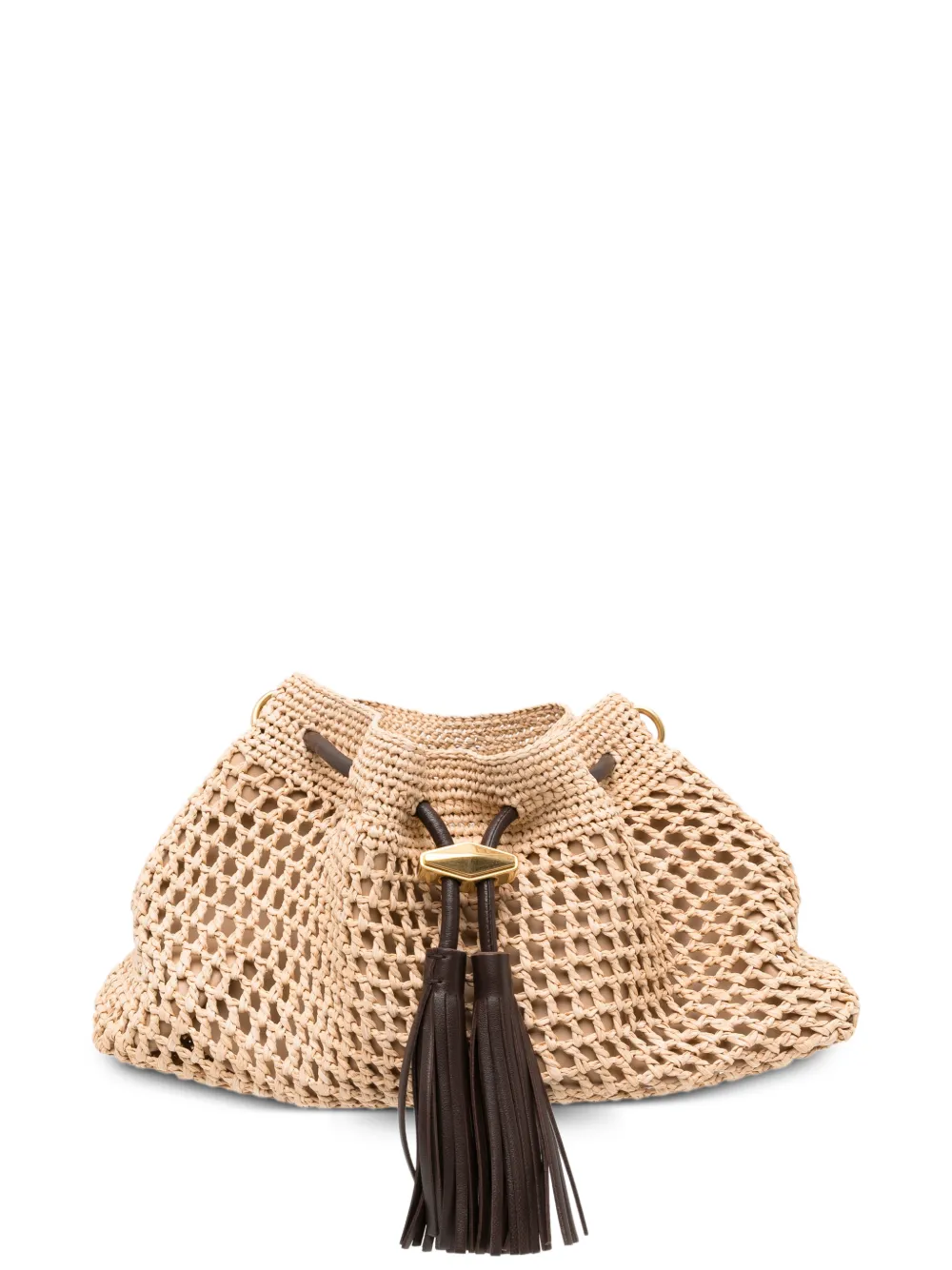 Jimmy Choo beaded-handle woven bucket bag - Neutrals