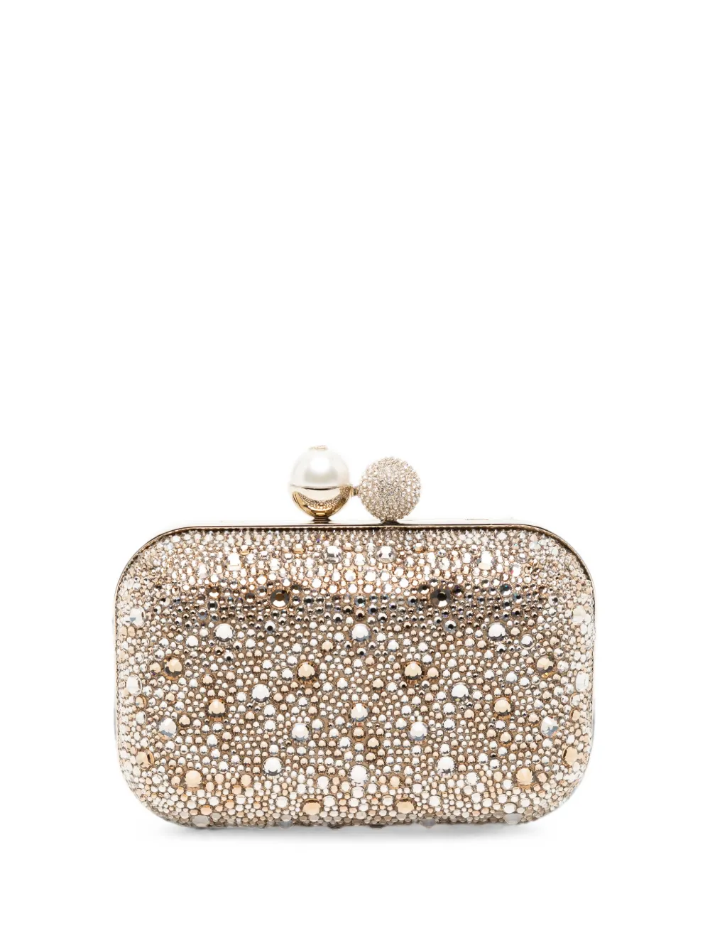 Jimmy Choo crystal-embellished pearl-detail clutch bag - Gold