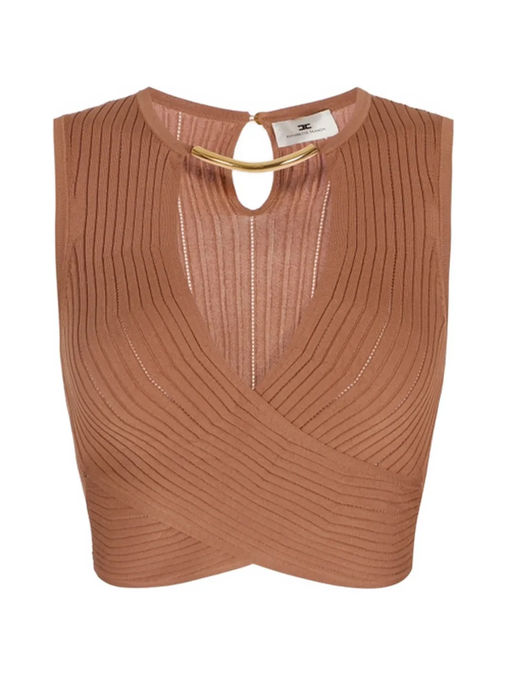 Elisabetta Franchi Geripptes Strickoberteil - Braun