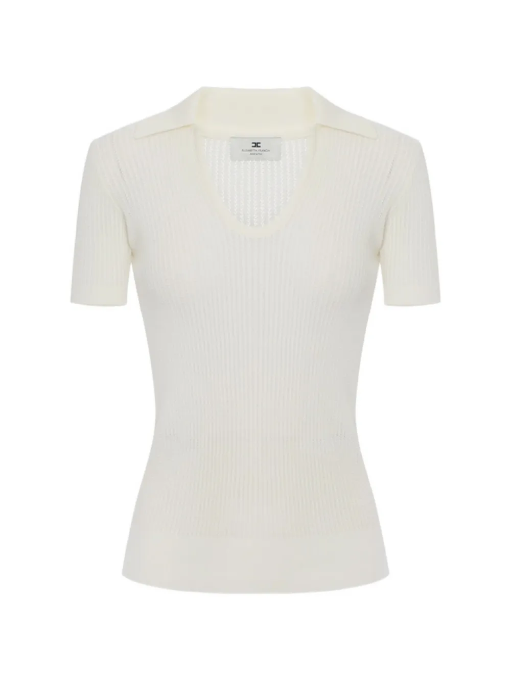 Elisabetta Franchi logo-patch short-sleeve polo top - Bianco