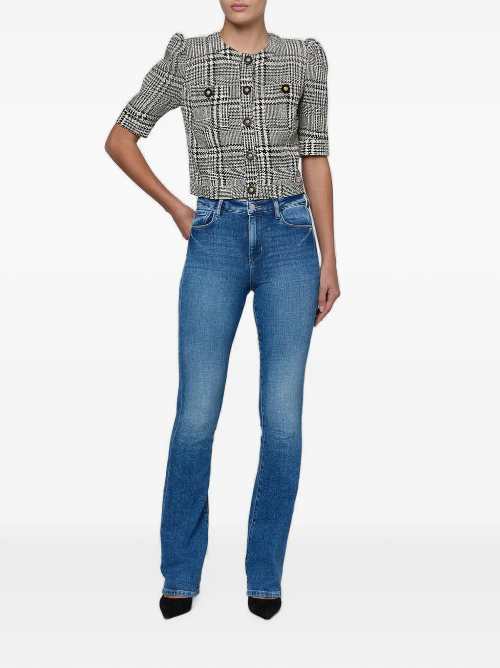 L'Agence Allegra Glen geruit cropped jack Beige