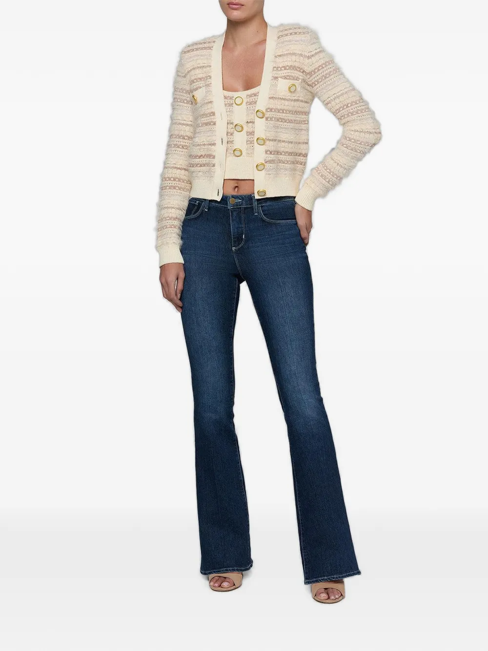 L'Agence Ariadne gestreept gebreid vest Beige
