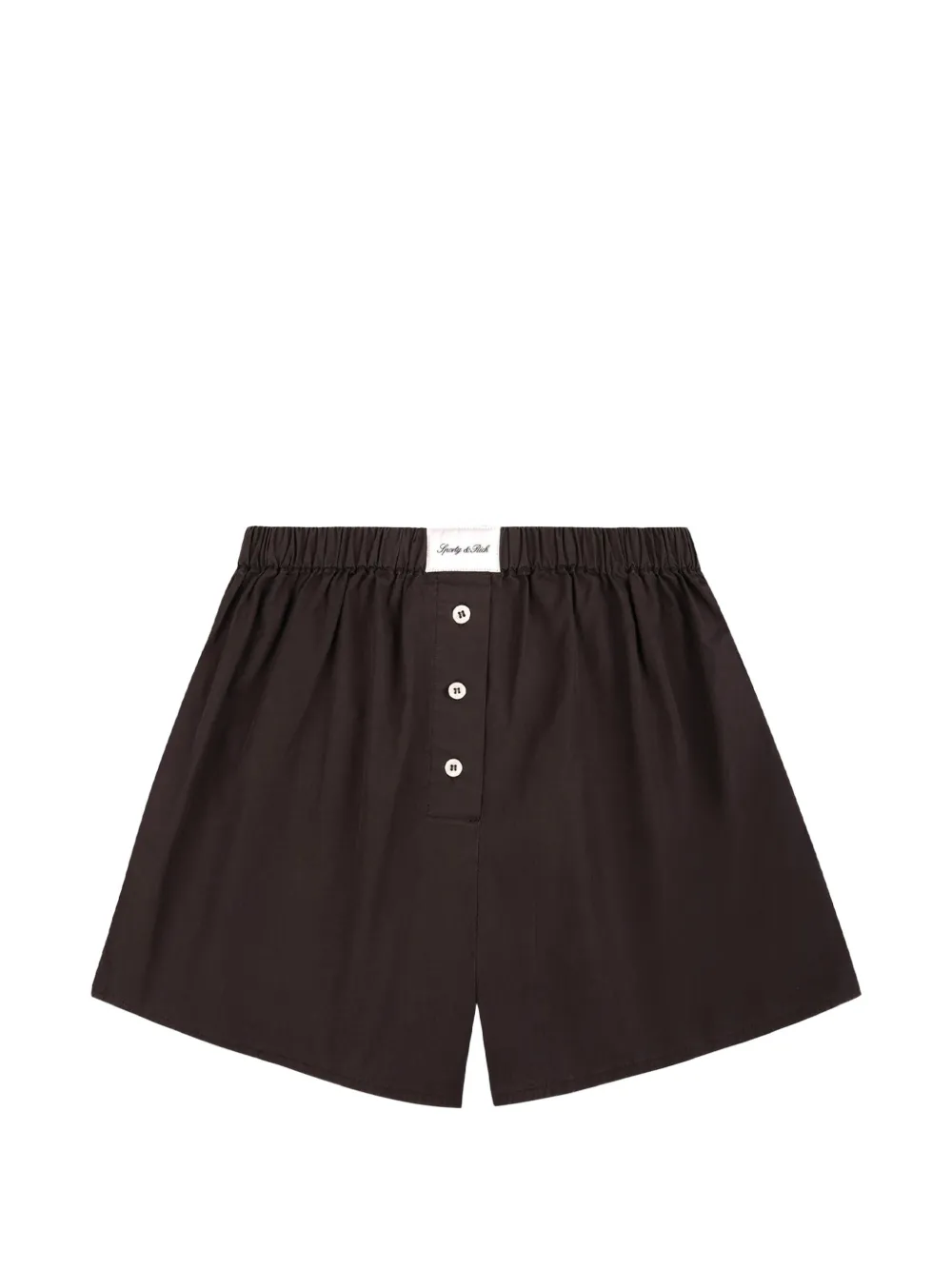 Sporty & Rich Signature logo-patch button-detail shorts - Brown
