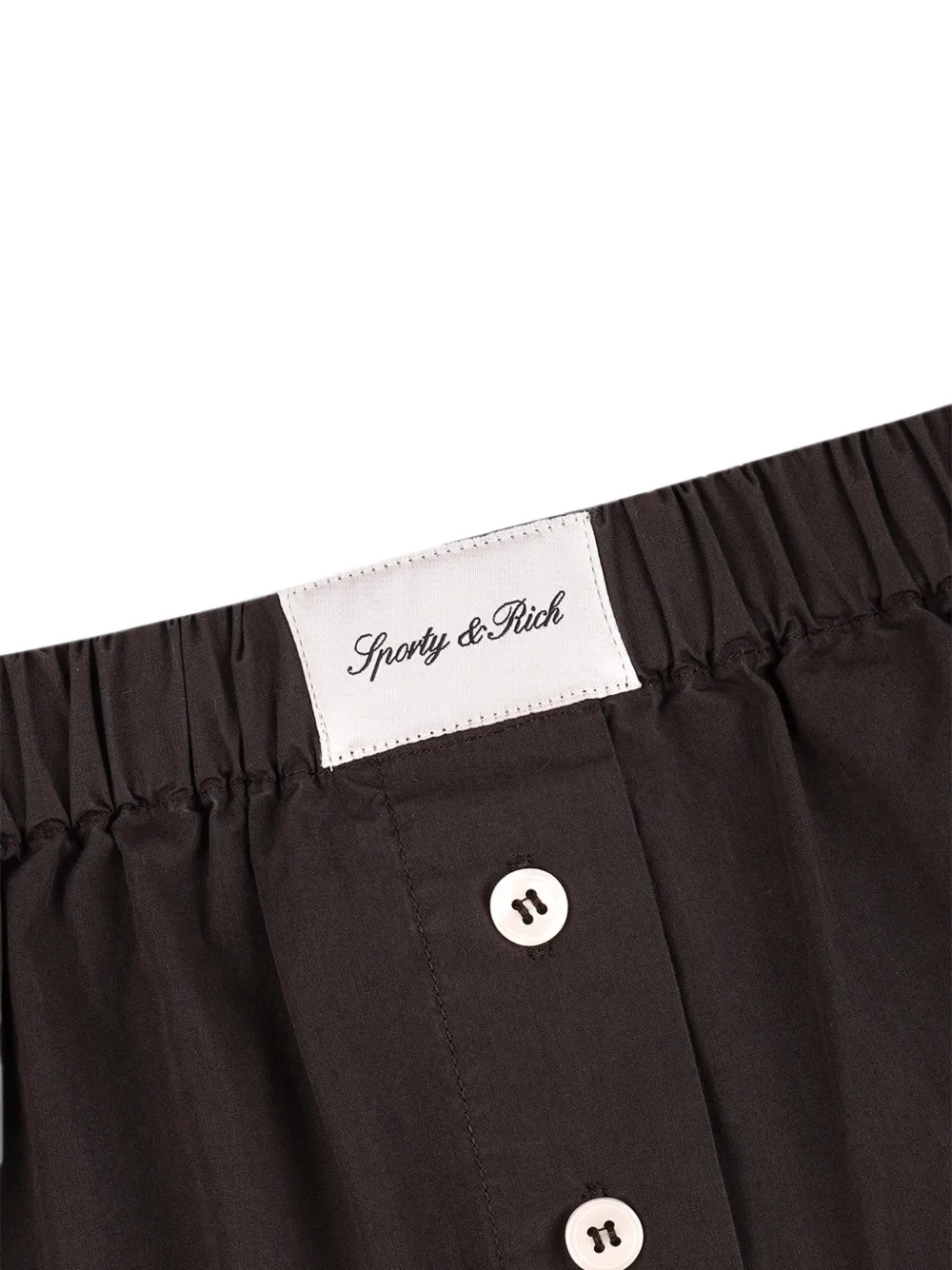 Sporty & Rich Signature shorts met knoopdetail en logo-patch Bruin