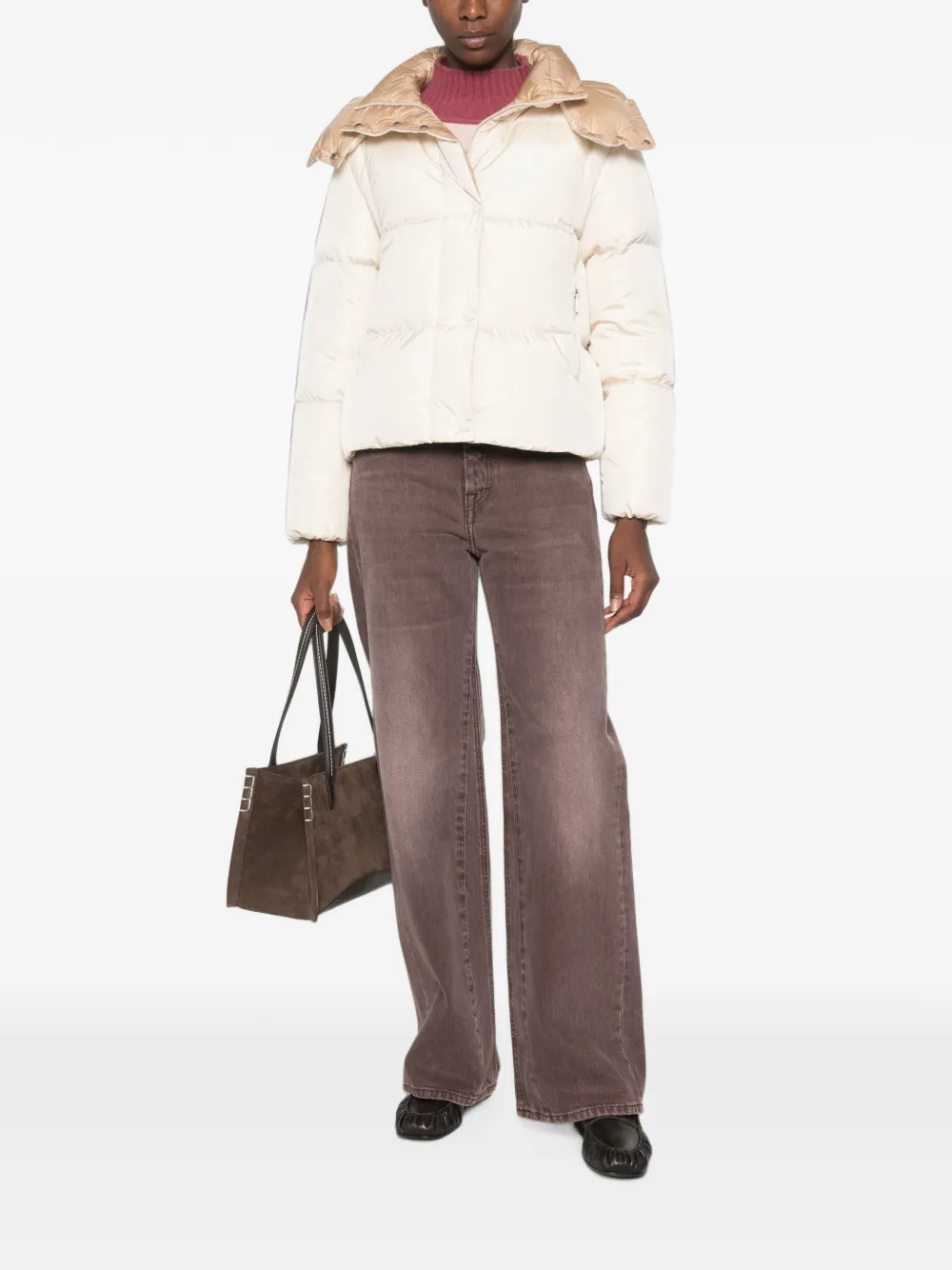 Moncler Gewatteerd jack met capuchon Beige