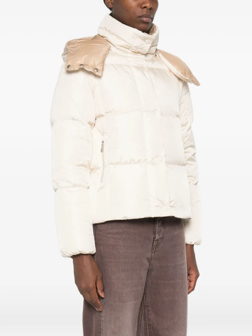 Moncler Gewatteerd jack met capuchon Beige