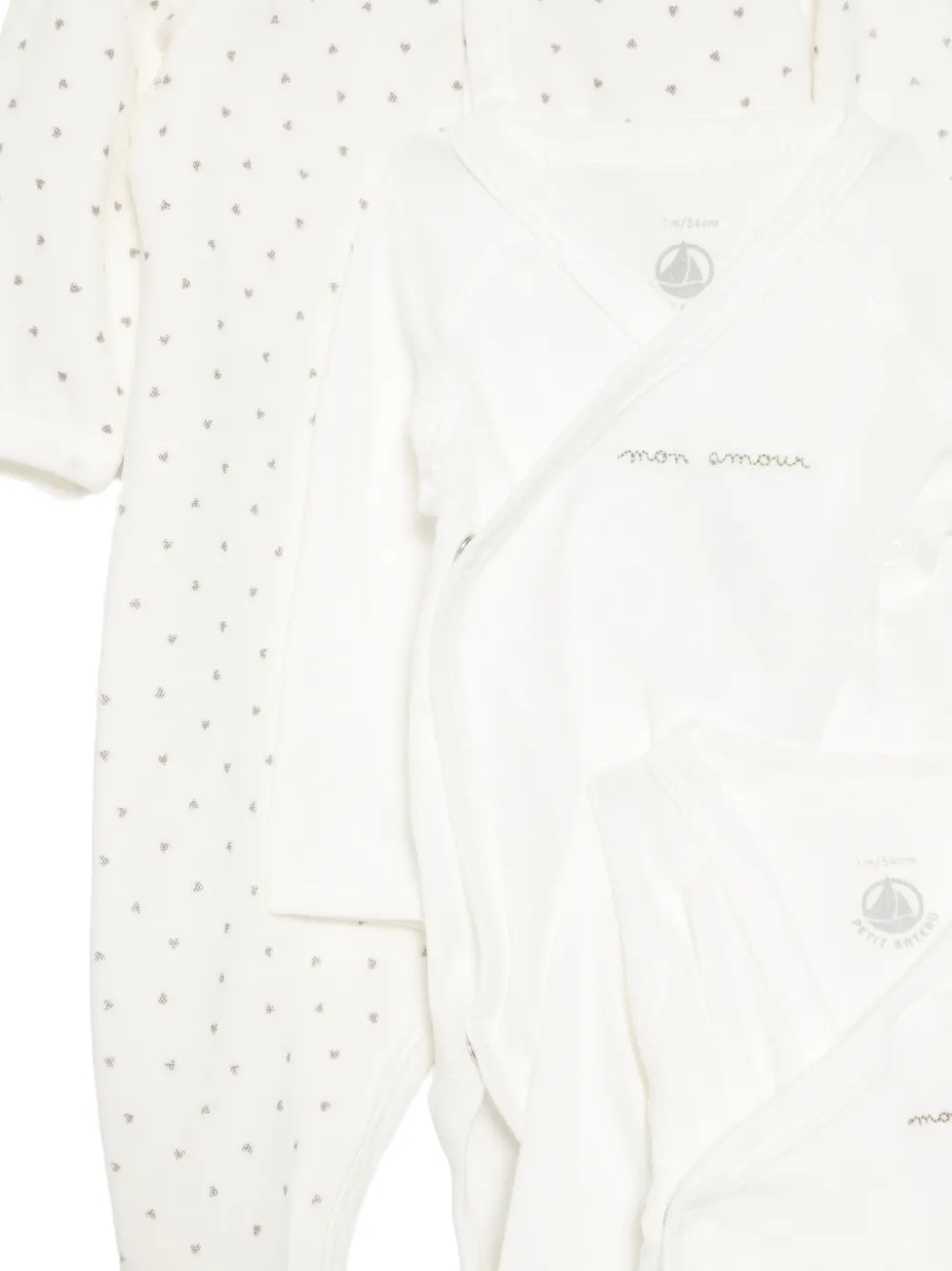 Petit Bateau Pyjama en romper met hart-print Wit