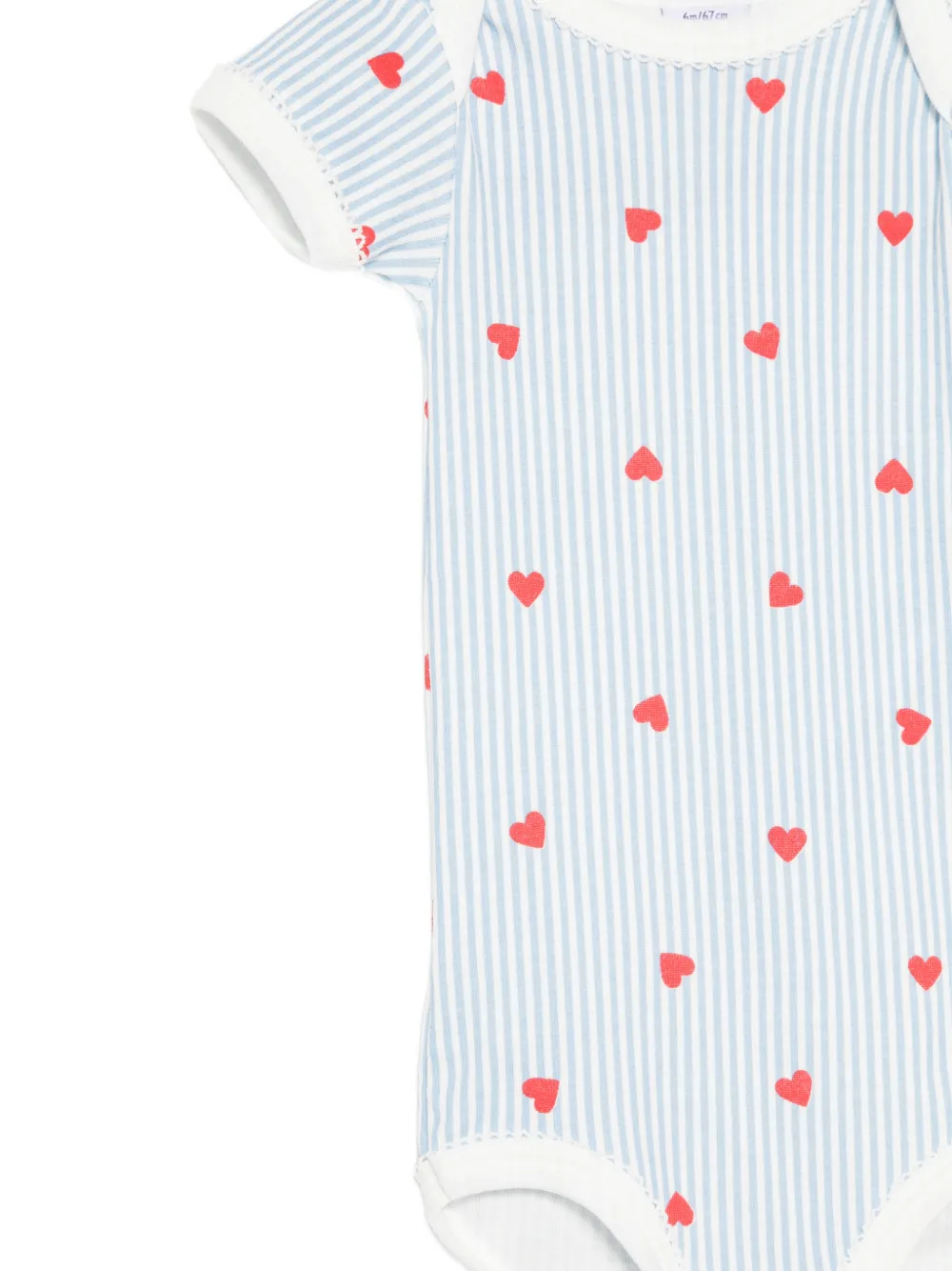 Petit Bateau Drie gestreepte rompers met hart-print Blauw