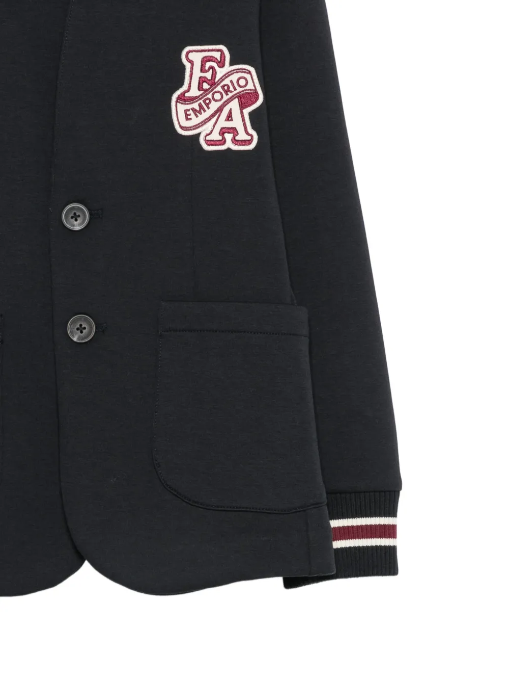 Emporio Armani Kids Blazer met geribbelde manchetten en logo-patch Blauw