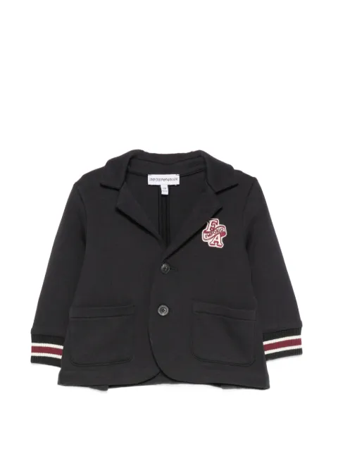 Emporio Armani Kids logo-patch striped-cuff jacket