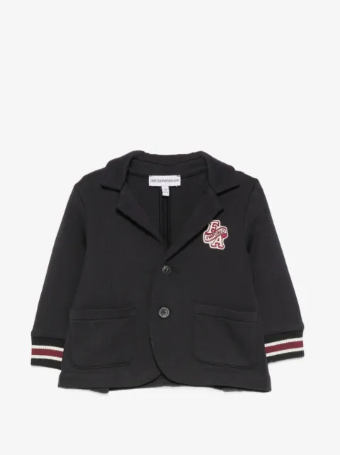 Emporio Armani Kids logo-patch striped-cuff jacket