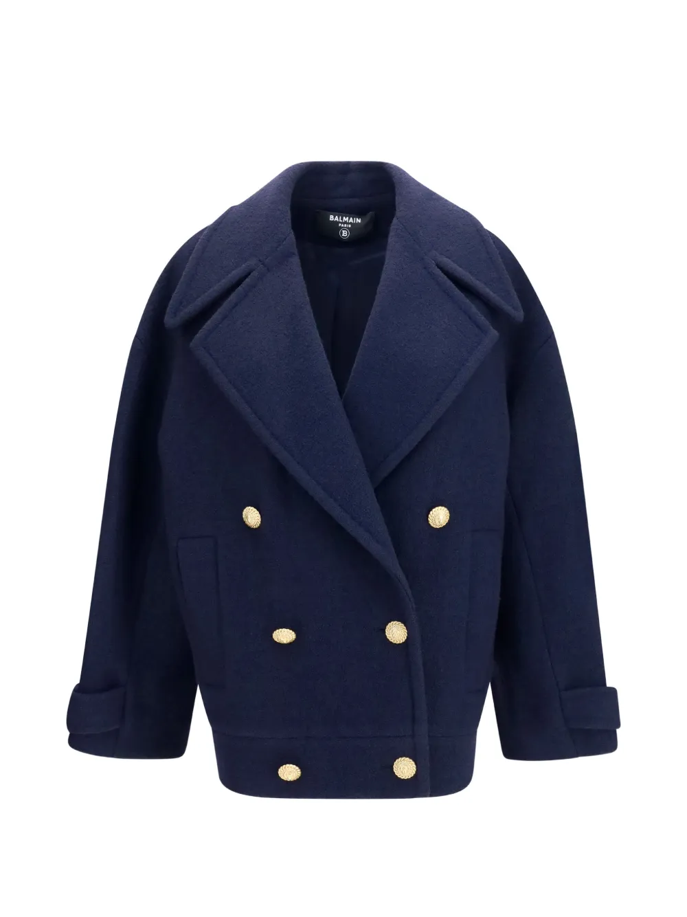 Balmain double-breasted wool coat - Blu