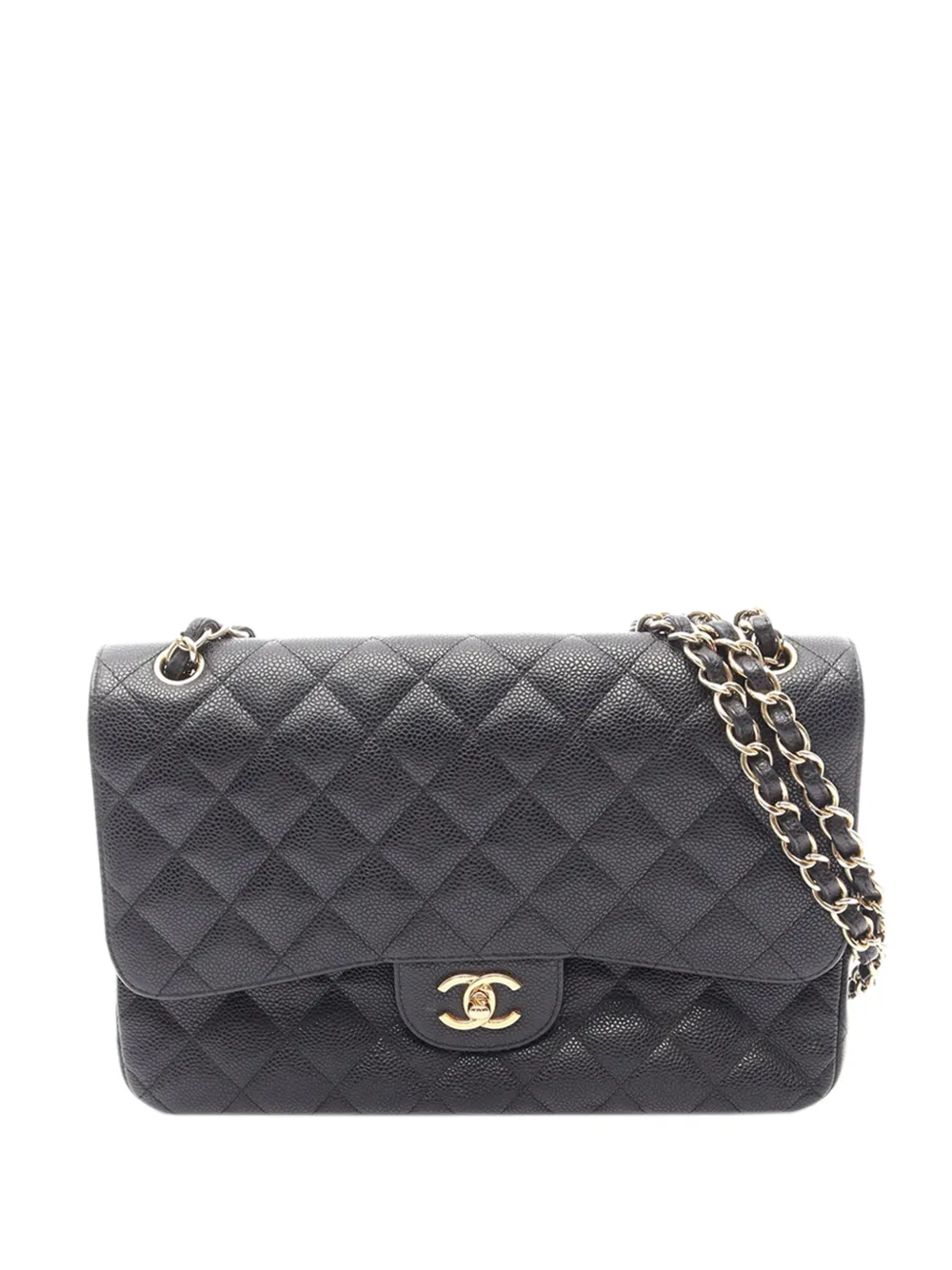 CHANEL Pre-Owned Borsa a spalla Classic Double Flap maxi in pelle Caviar 2012-2013 - Nero