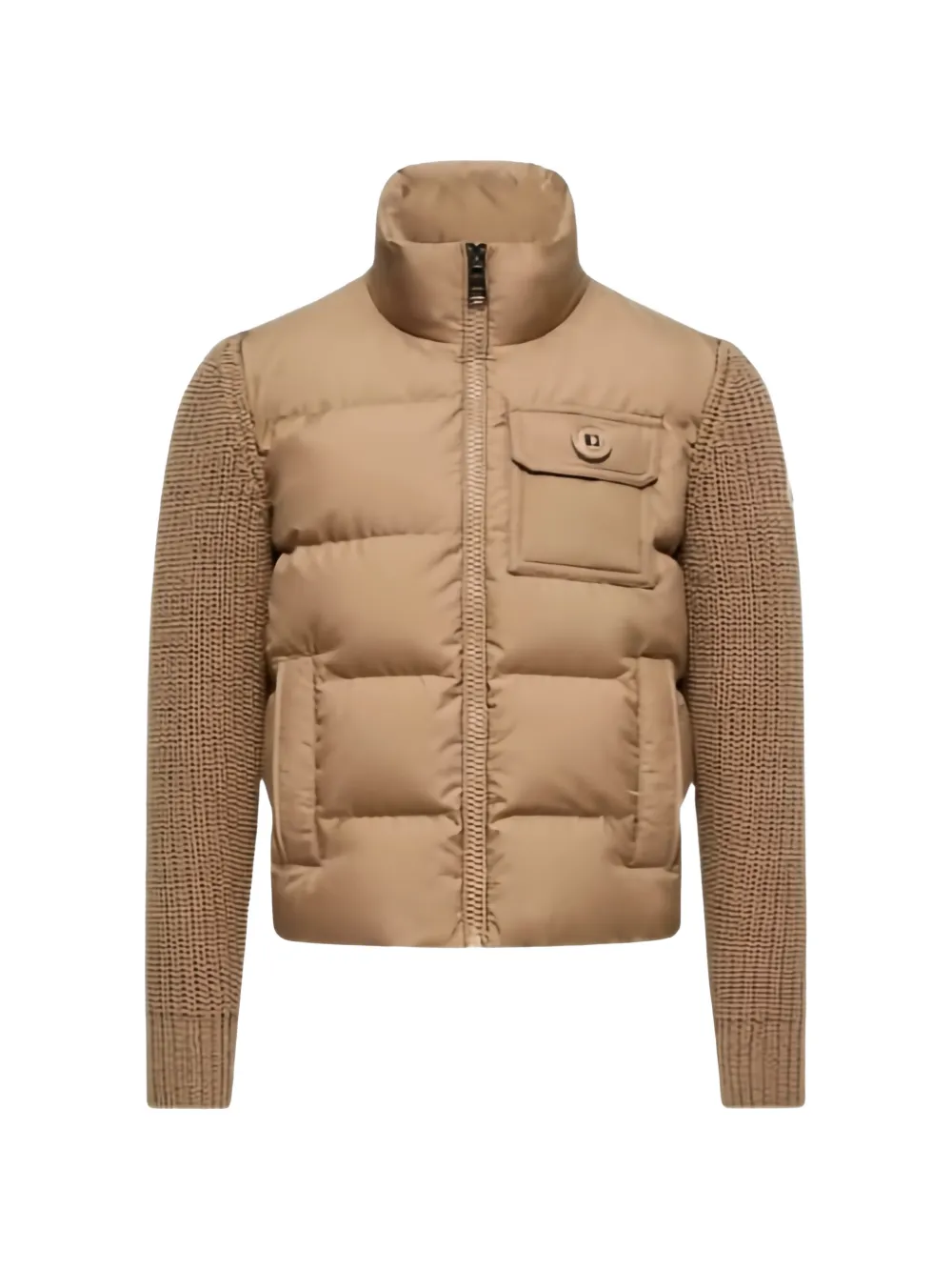 Moncler Enfant quilted chunky-knit sweater Beige