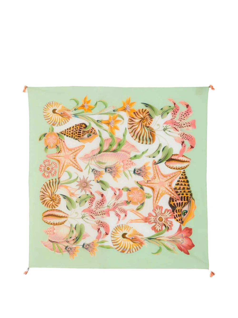 FARM Rio seashell-print tassel-trim sarong · OS