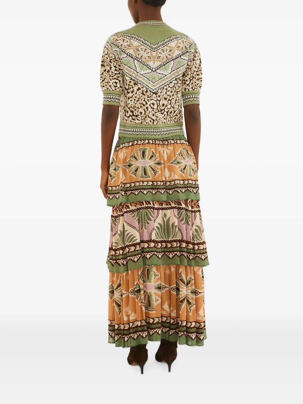FARM Rio tiered foliage-print maxi skirt Oranje