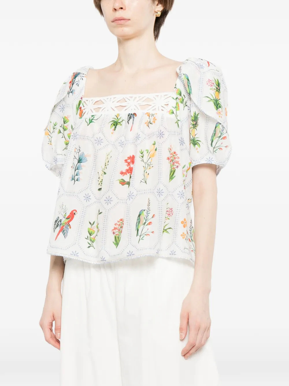 FARM Rio Tropische porseleinen blouse Wit