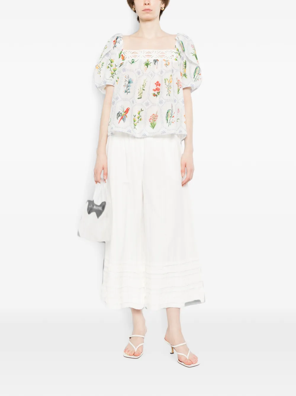 FARM Rio Tropische porseleinen blouse Wit