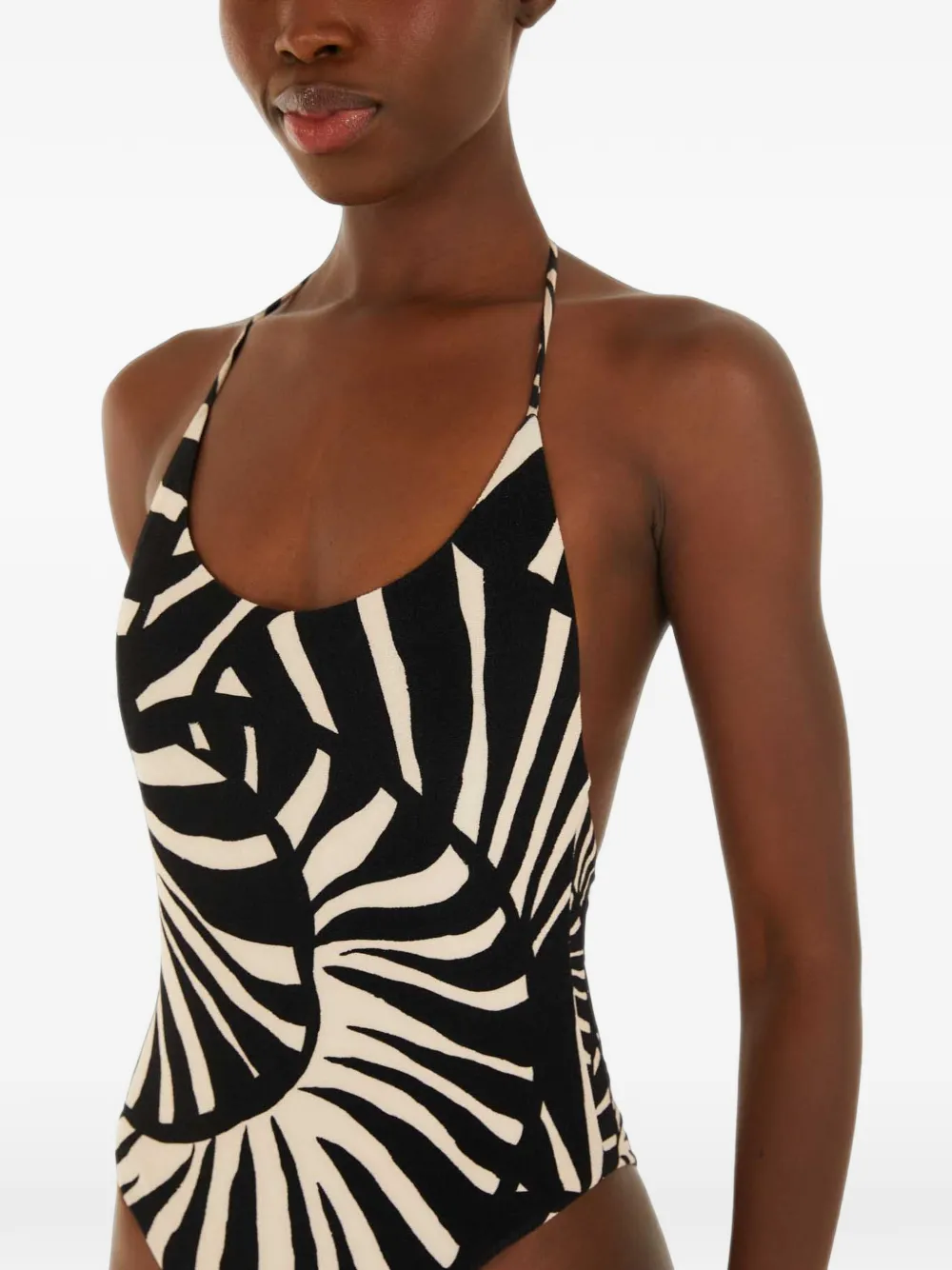 FARM Rio Badpak met dierenprint en schelpendetail Zwart