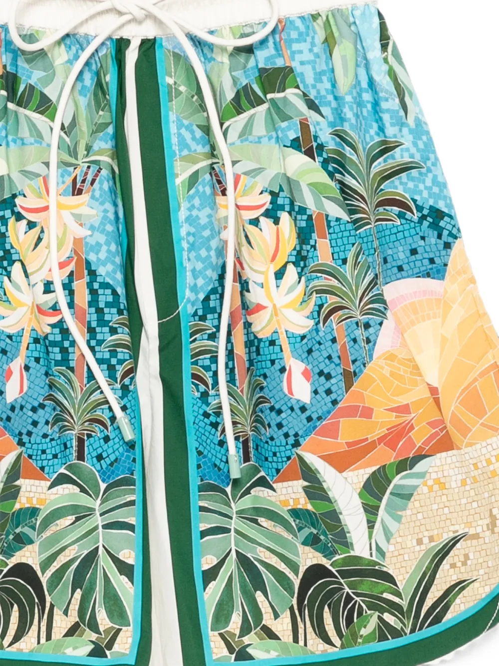 FARM Rio Mosaic veelkleurige shorts met trekkoord en zakken Wit