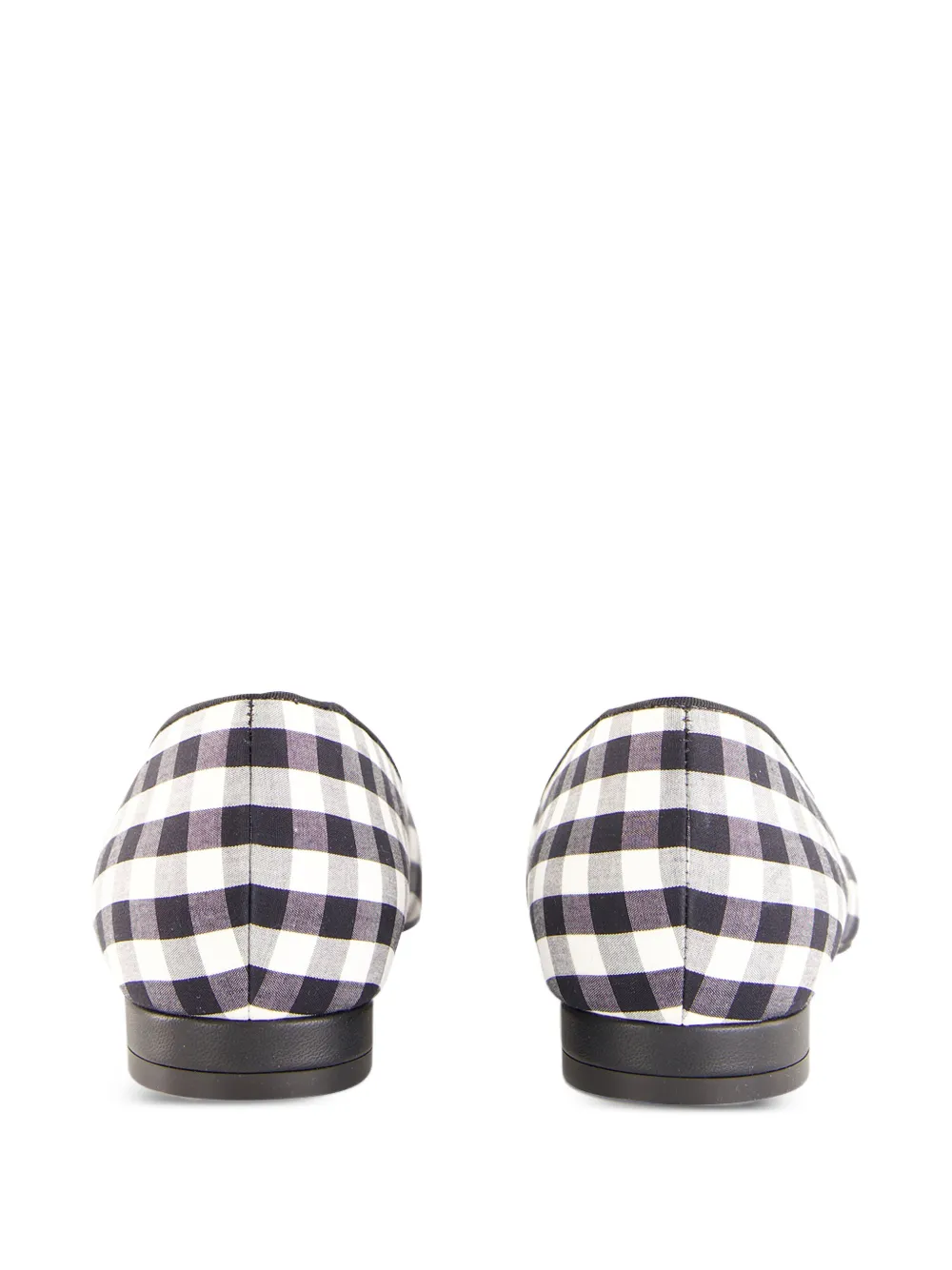 Manolo Blahnik Alexa gingham button-detail flat pumps Wit