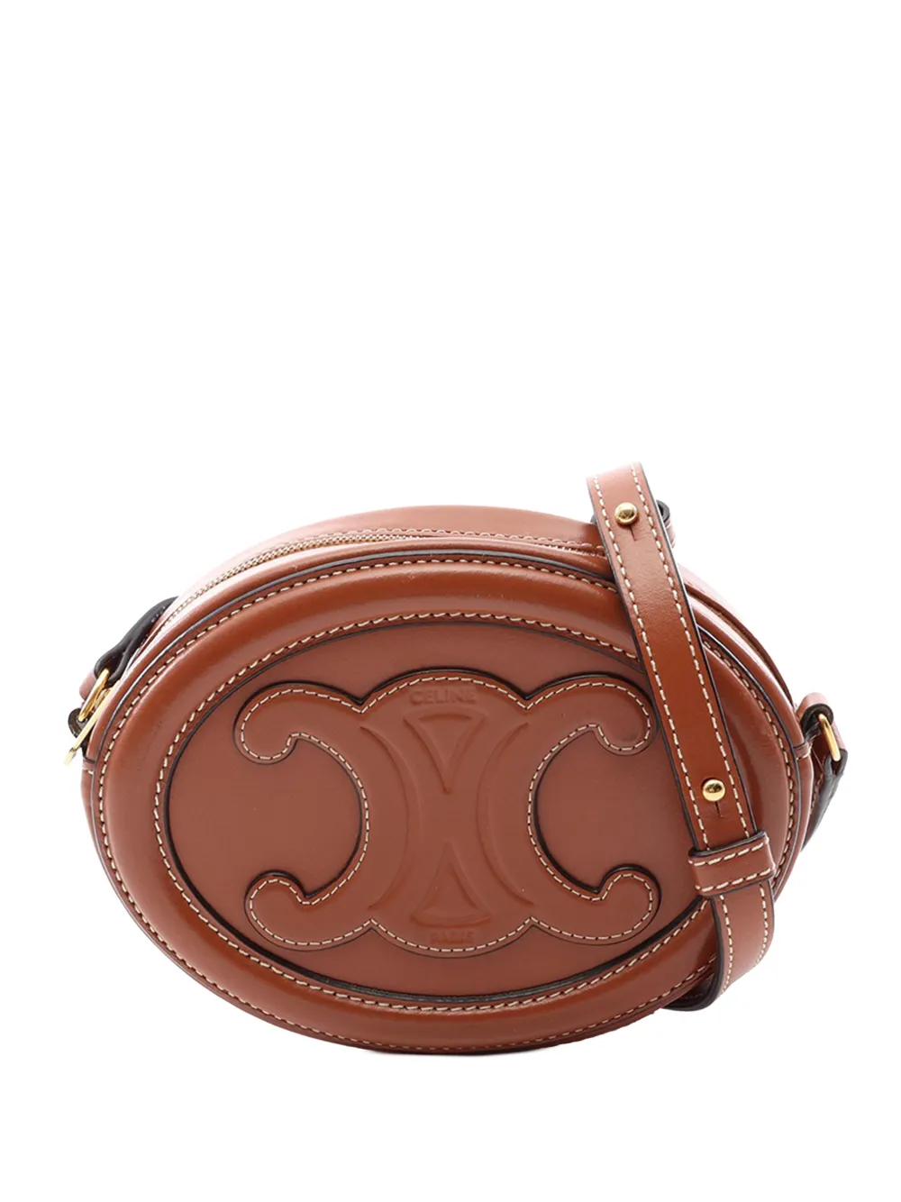 Celine Pre-Owned Borsa a tracolla Triomphe piccola in pelle di vitello 2010-2026 - Marrone