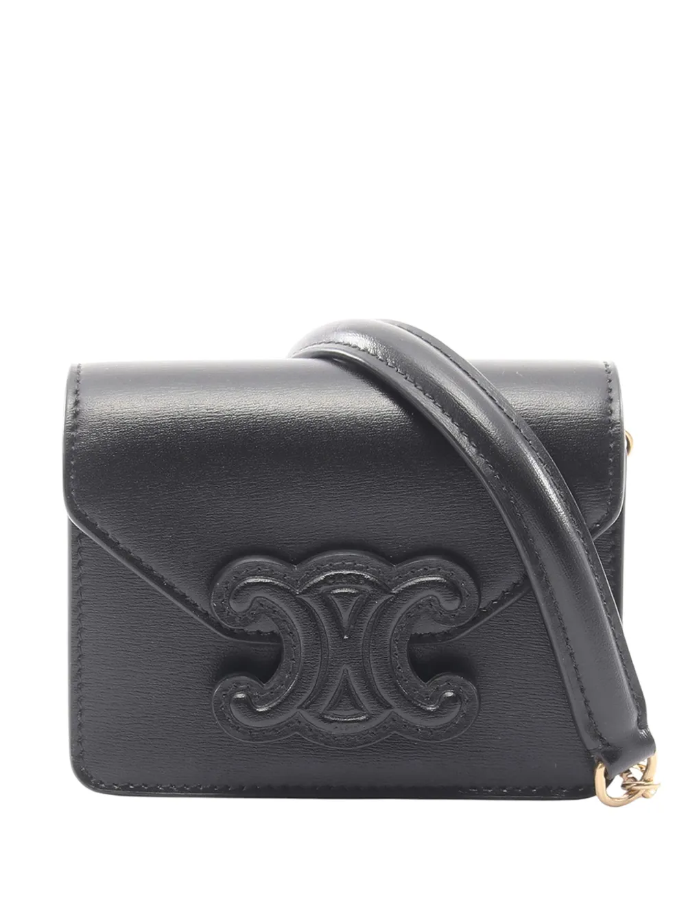 Celine Pre-Owned Borsa a tracolla Mini Cuir Triomphe Chain 2000-2026 - Nero