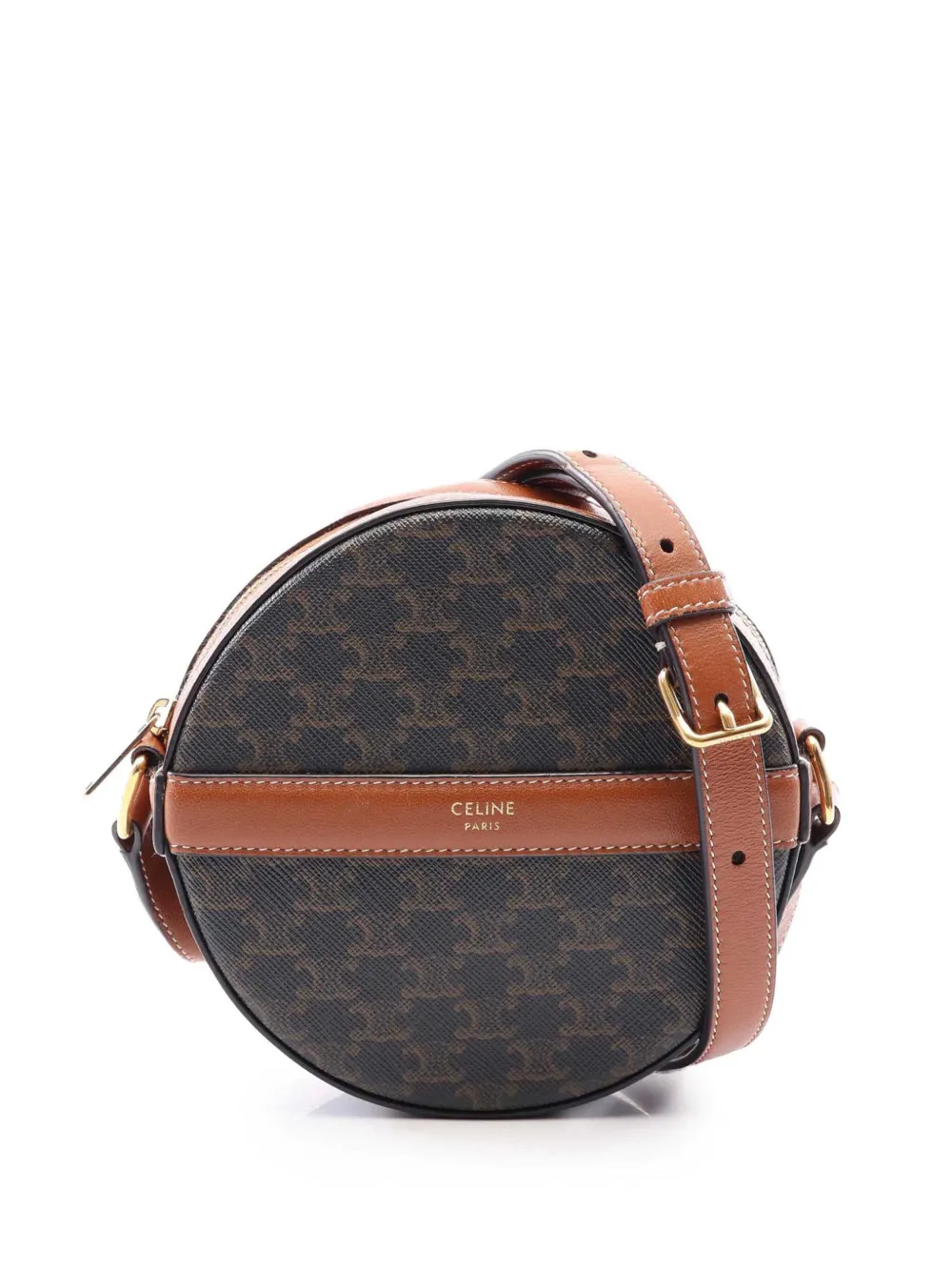 Celine Pre-Owned Borsa a tracolla Triomphe tonda in tela cerata 2010-2026 - Marrone